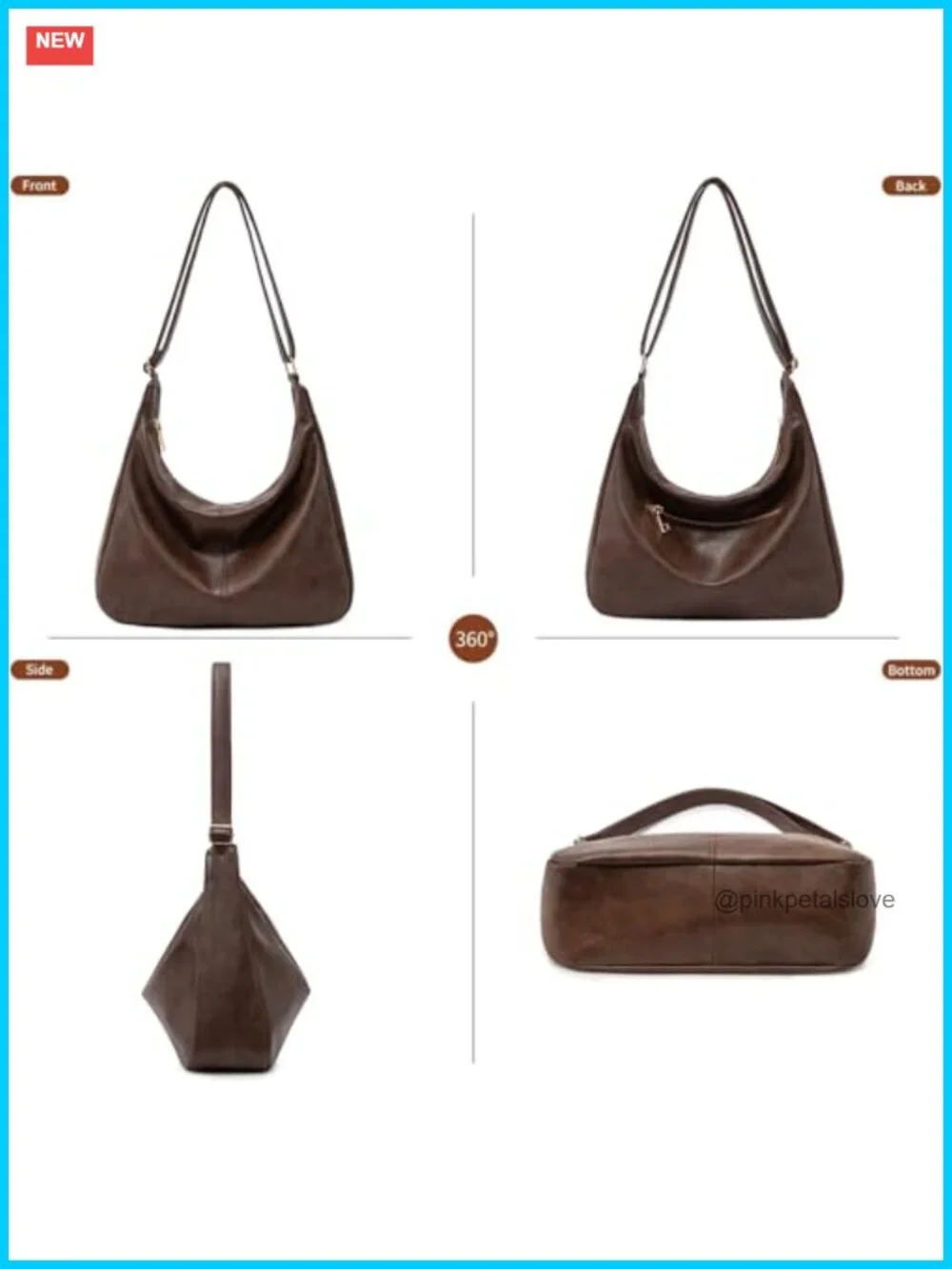 Women Retro Vegan Leather Shoulder Hobo Bag Foldable Slouchy Tote Crossbody